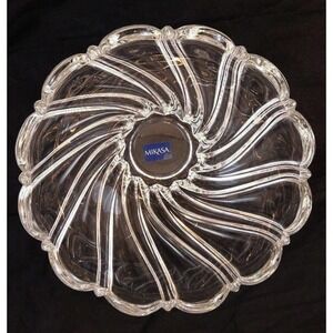 Mikasa Alpine Twist Serving Bowl Clear Crystal Scalloped Edge 10” Made Germany